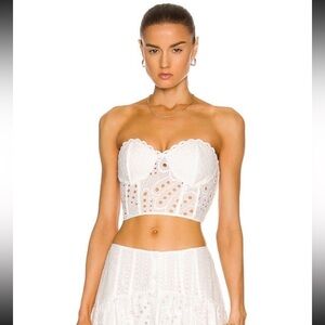 NWOT Charo Ruiz Ibiza Lita Bustier Strapless Crop Top White Size XS $398